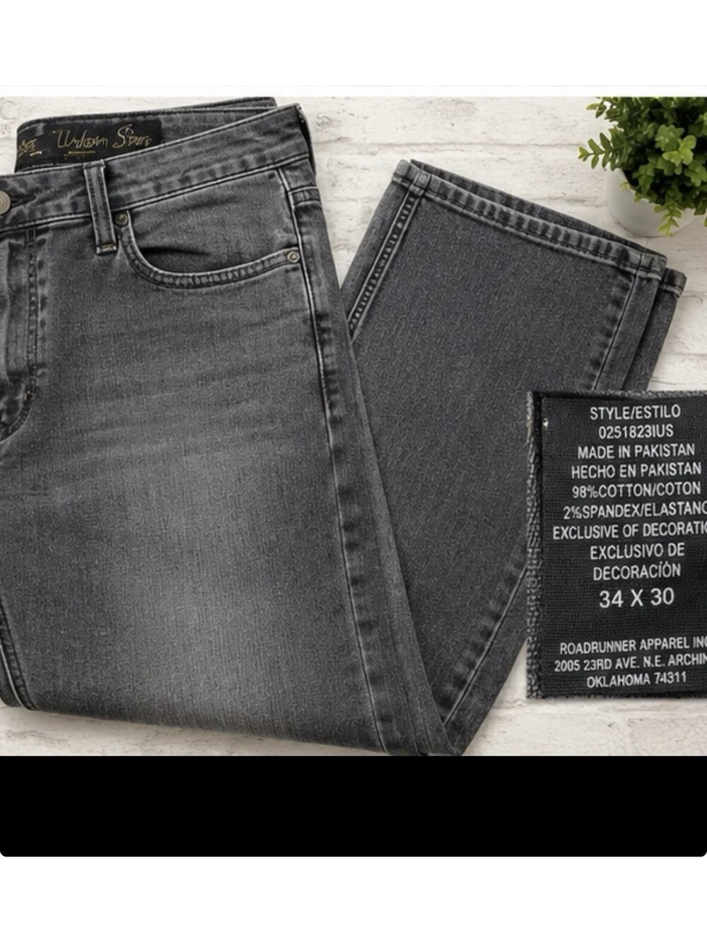 Urban Star Jeans Mens 34x30 Gray Stretch Denim Straight Leg Casual Pants